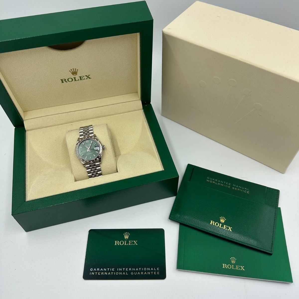 【Super Clone】ROLEX Datejust m278344-0019/0020 Mint Green Dial 31mm Domed Diamond Oyster Watch