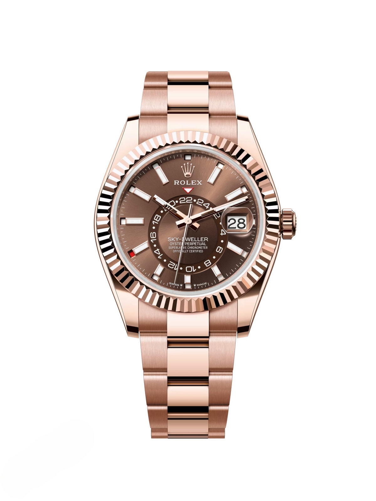 【Super Clone】ROLEX Sky-Dweller 42mm 336935-0002/0006 Rose Gold Chocolate Dial Jubilee