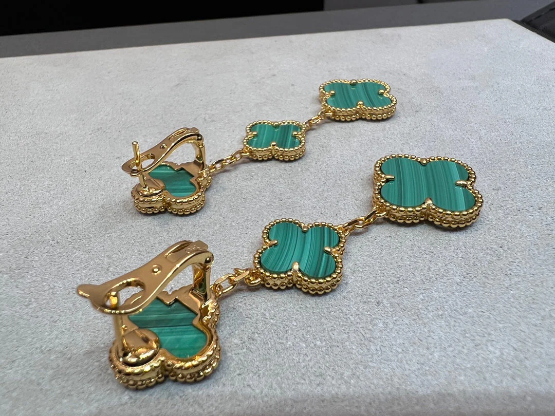 Regalia jewelryCLOVER MALACHITE 3 MOTIFS GOLD