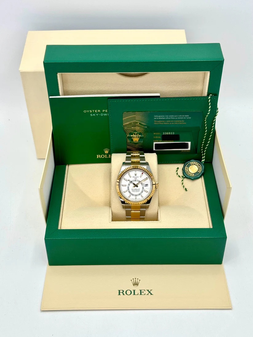 【Super Clone】ROLEX  Sky-Dweller 42mm 336933-0005/0006 Two-Tone Yellow Gold White Dial Oyster