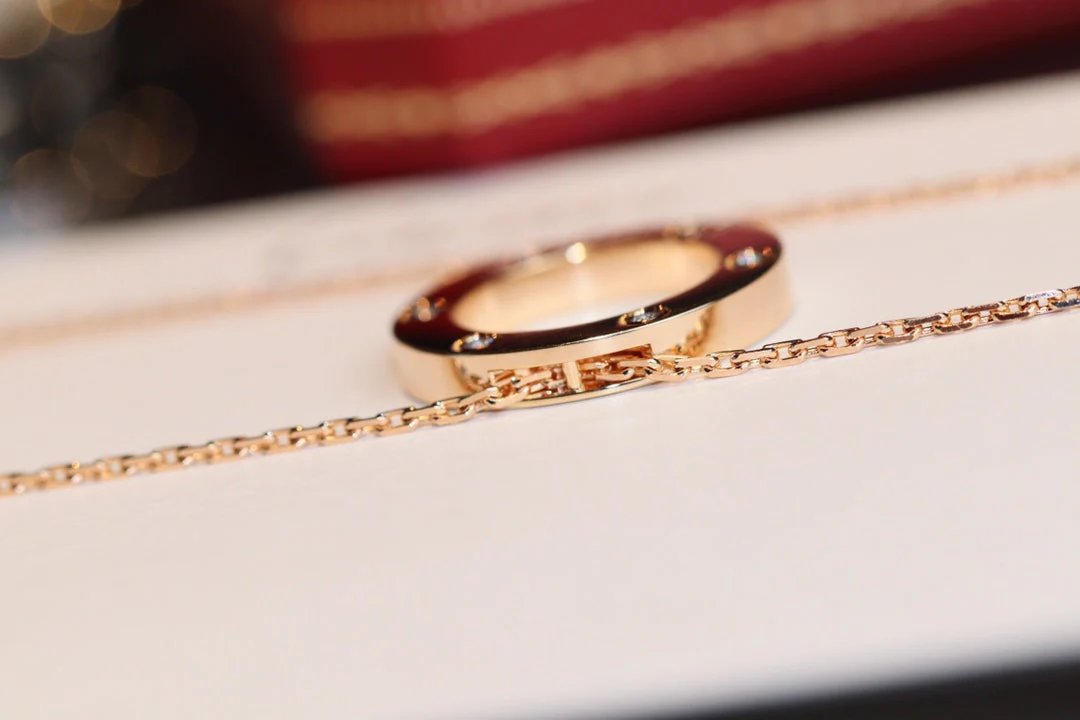 Regalia jewelryLOVE NECKLACE 16MM 6 DIAMONDS PINK GOLD