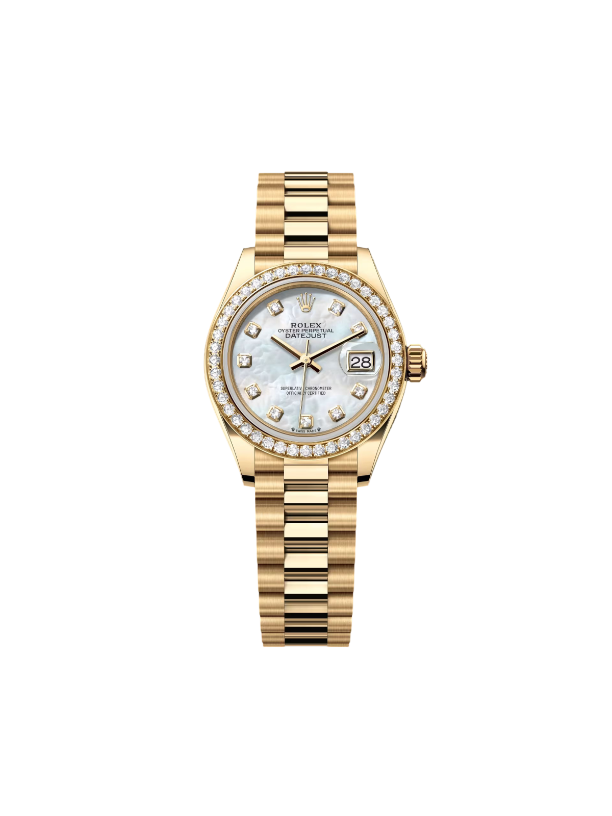 【Super Clone】ROLEX Lady-Datejust 28mm 279138RBR White Mother-of-Pearl Dial President Bracelet Watch
