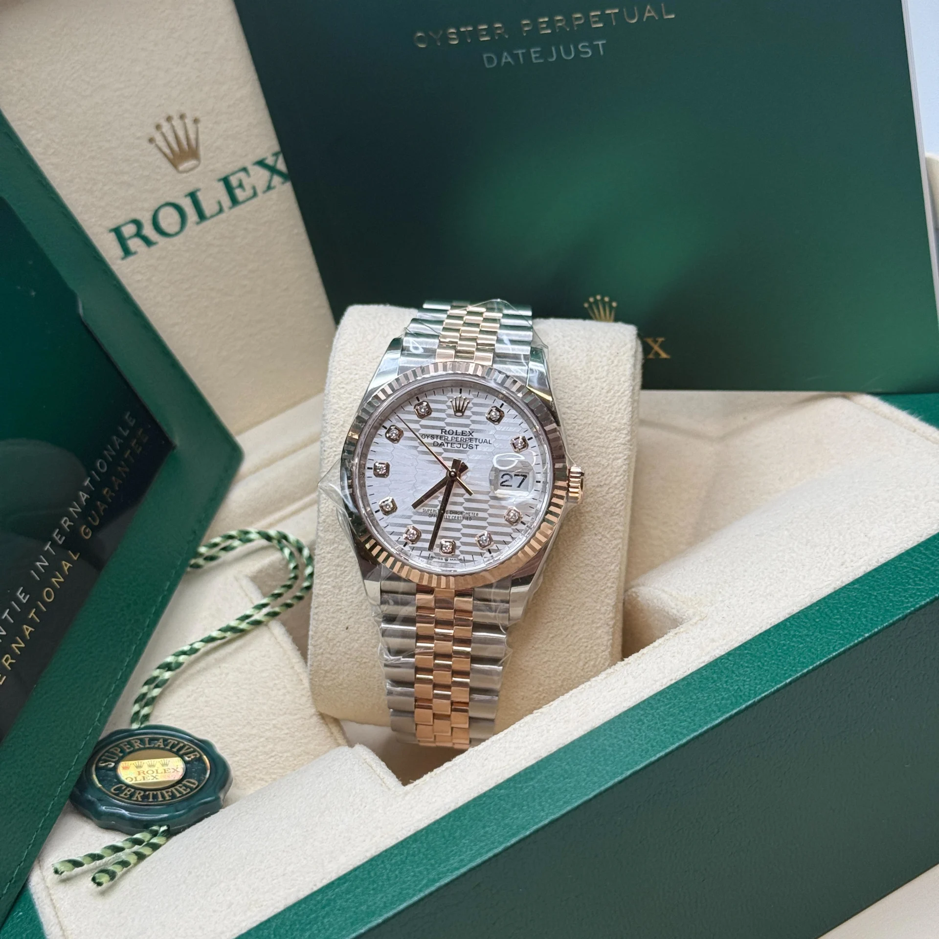 【Super Clone】ROLEX  Datejust 36mm 126231 Silver Fluted Motif Dial Oystersteel and Everose gold Bracelet