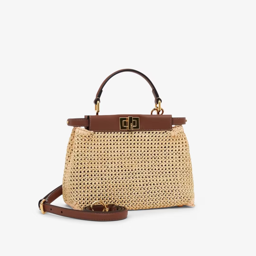 Fendi Peekaboo Mini Brown leather and macramé bag