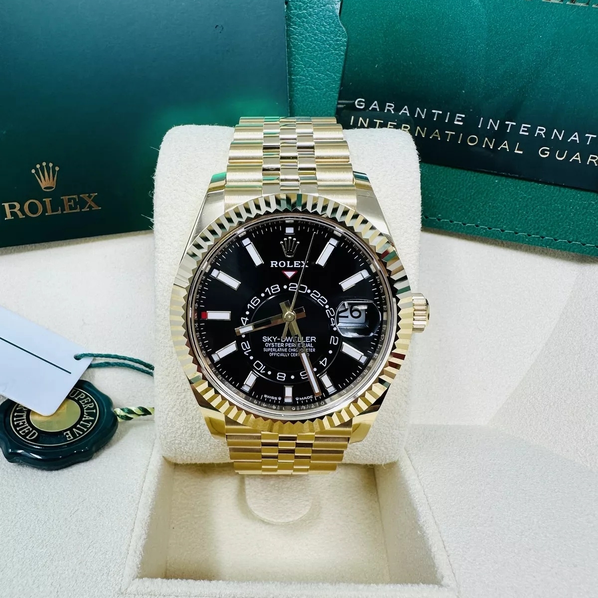 【Super Clone】ROLEX Sky-Dweller 42mm 336938-0002/0005 Yellow Gold Black Dial Oyster