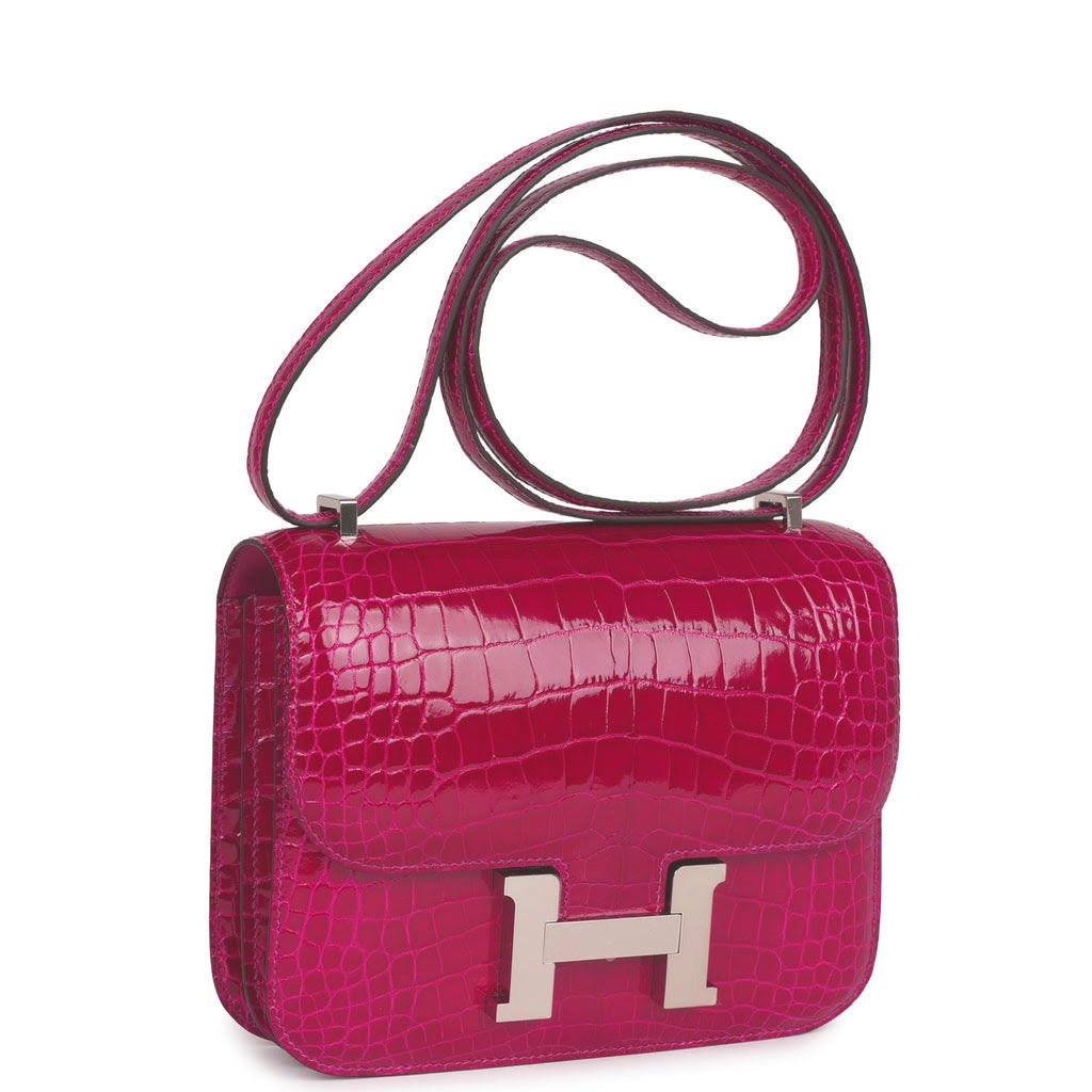 Hermès Constance 18 Rose Pourpre Shiny Alligator Palladium Hardware
