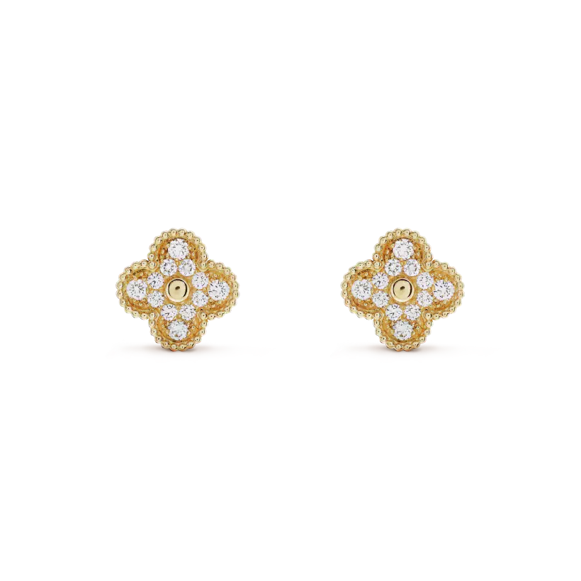 Regalia jewelryCLOVER MEDIUM 1 MOTIFS FUll DIAMOND EARRINGS