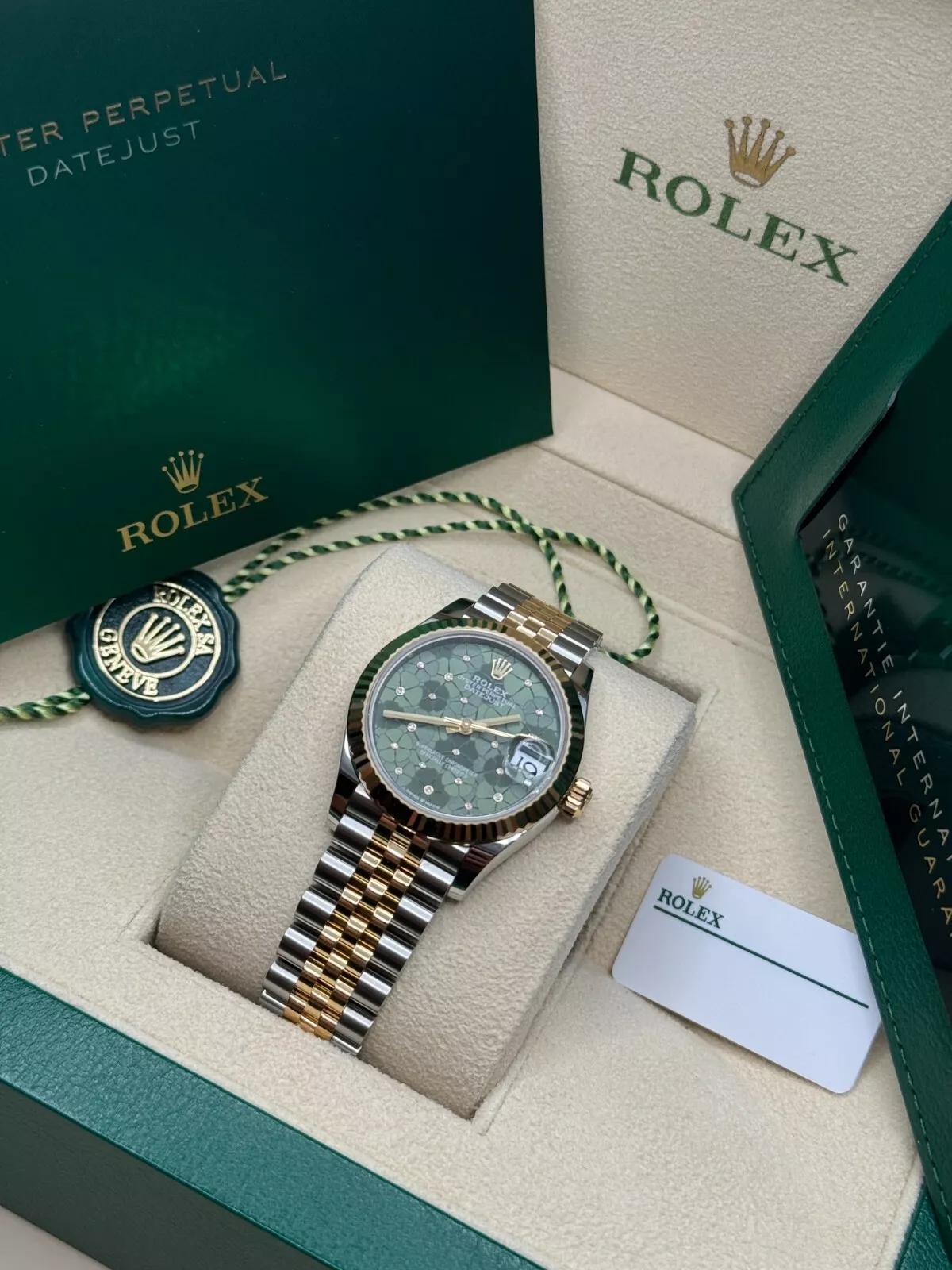 【Super Clone】ROLEX Datejust m278273-0031/0032 31mm Olive Green Floral Motif Dial Stainless Steel and Yellow Gold Oyster Watch