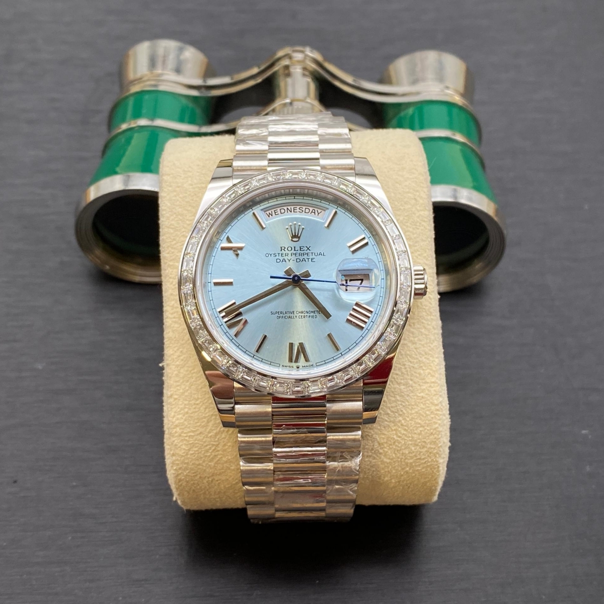 【Super Clone】ROLEX Day-Date 40mm 228396TBR-0030 Ice Blue Roman Dial