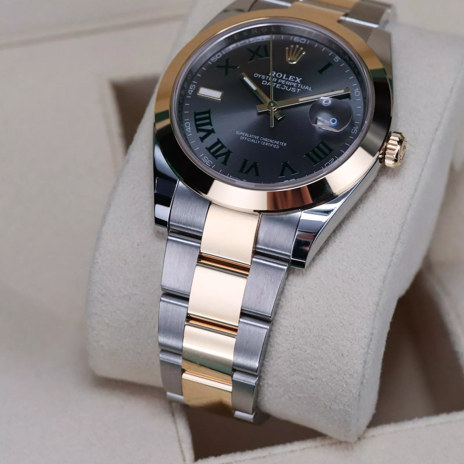 【Super Clone】RLX Datejust 41mm 126303 Slate Roman Oyster Steel and Yellow Gold Mens Watch