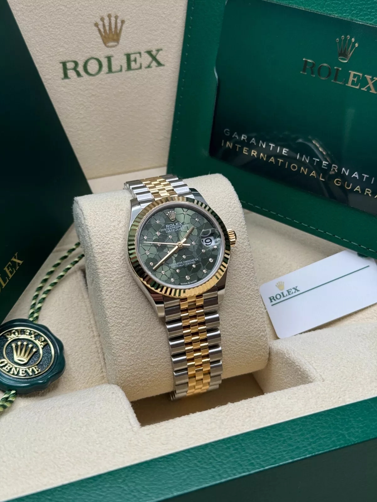【Super Clone】ROLEX Datejust m278273-0031/0032 31mm Olive Green Floral Motif Dial Stainless Steel and Yellow Gold Oyster Watch