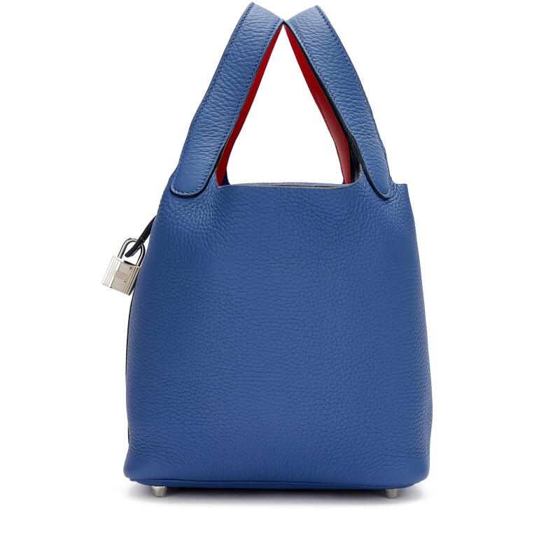 Hermès Bleu Brighton Clemence and Capucine Swift Verso Picotin Lock 18 Palladium Hardware