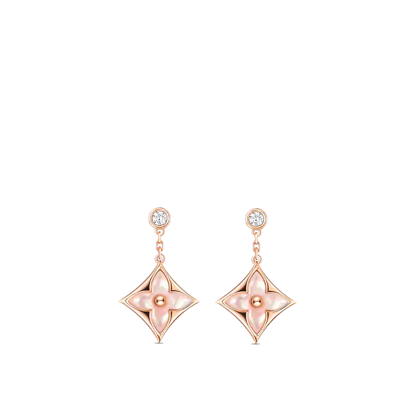 Regalia jewelryDOUBLE STAR PINK GOLD MOP DROP EARRINGS