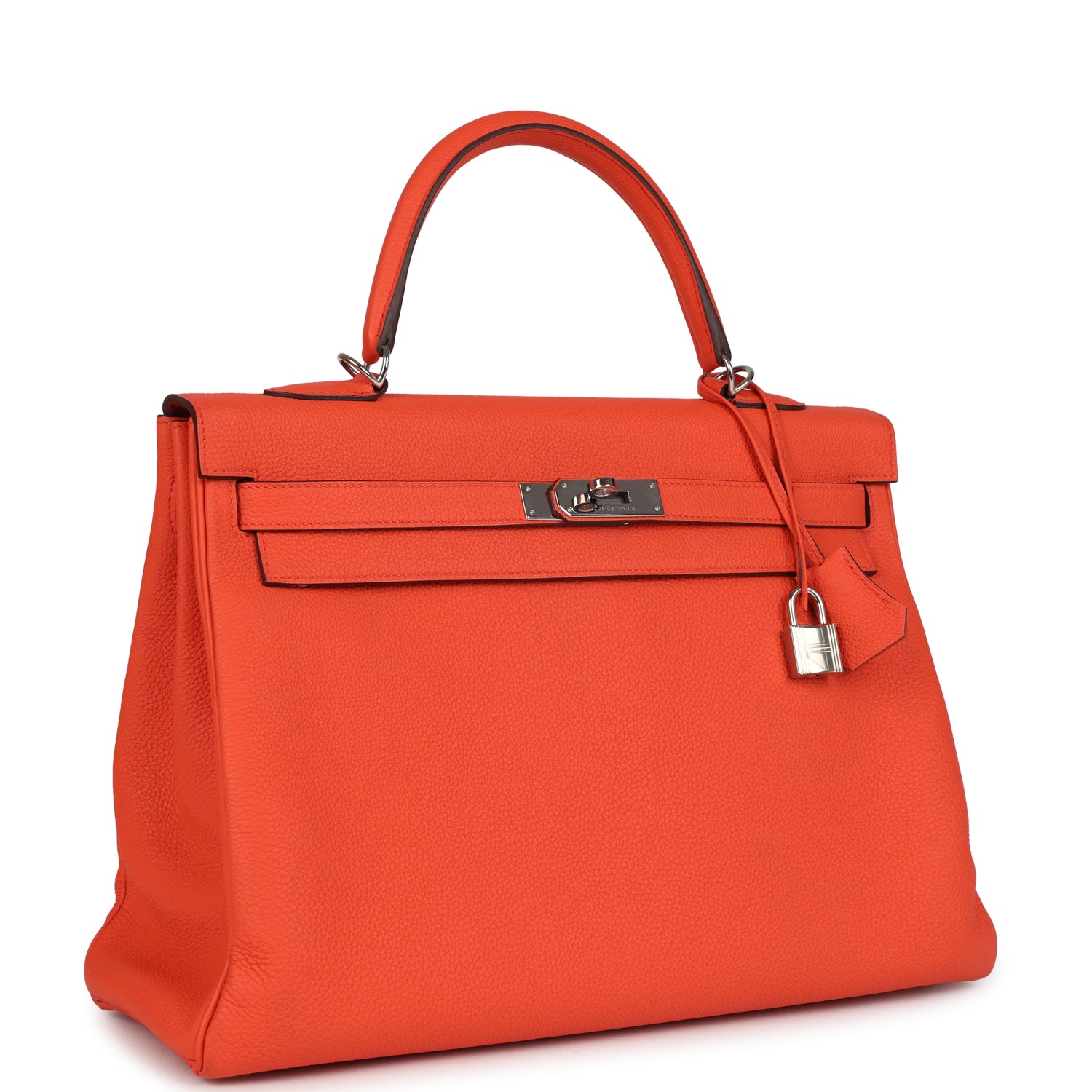Hermès Kelly Retourne 35 Orange Poppy Togo Palladium Hardware