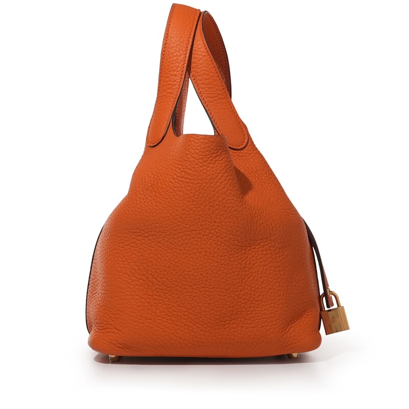 Hermès Orange Clemence Picotin Lock 18 Gold Hardware