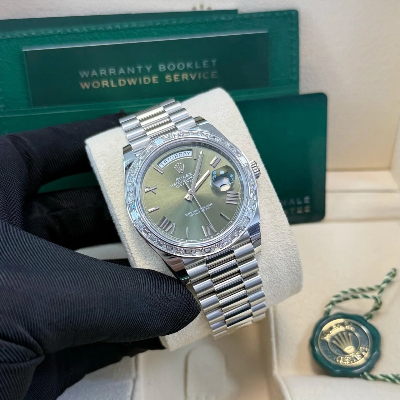【Super Clone】ROLEX Day-Date 40mm 228396TBR-0020 Green Roman Dial