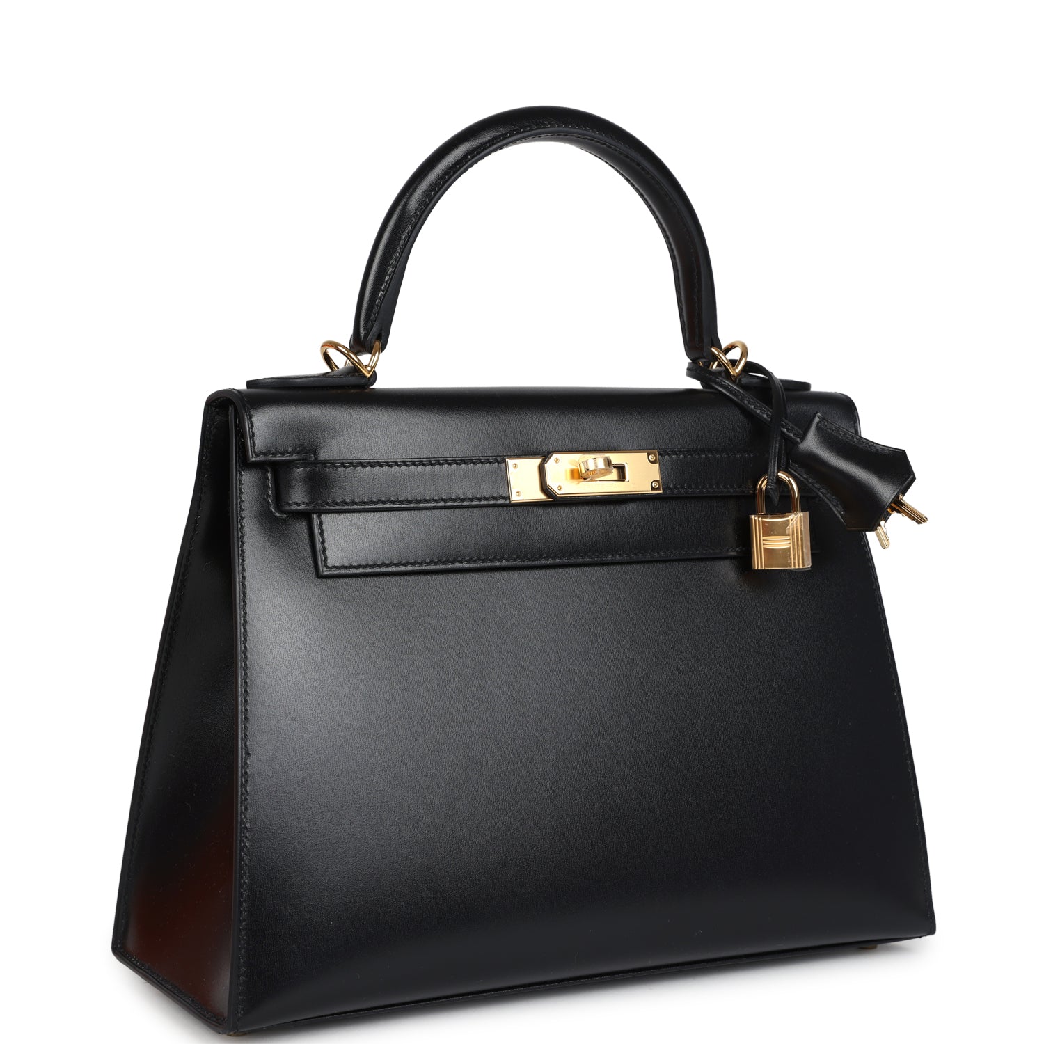 Hermès Kelly Sellier 28 Black Box Gold Hardware