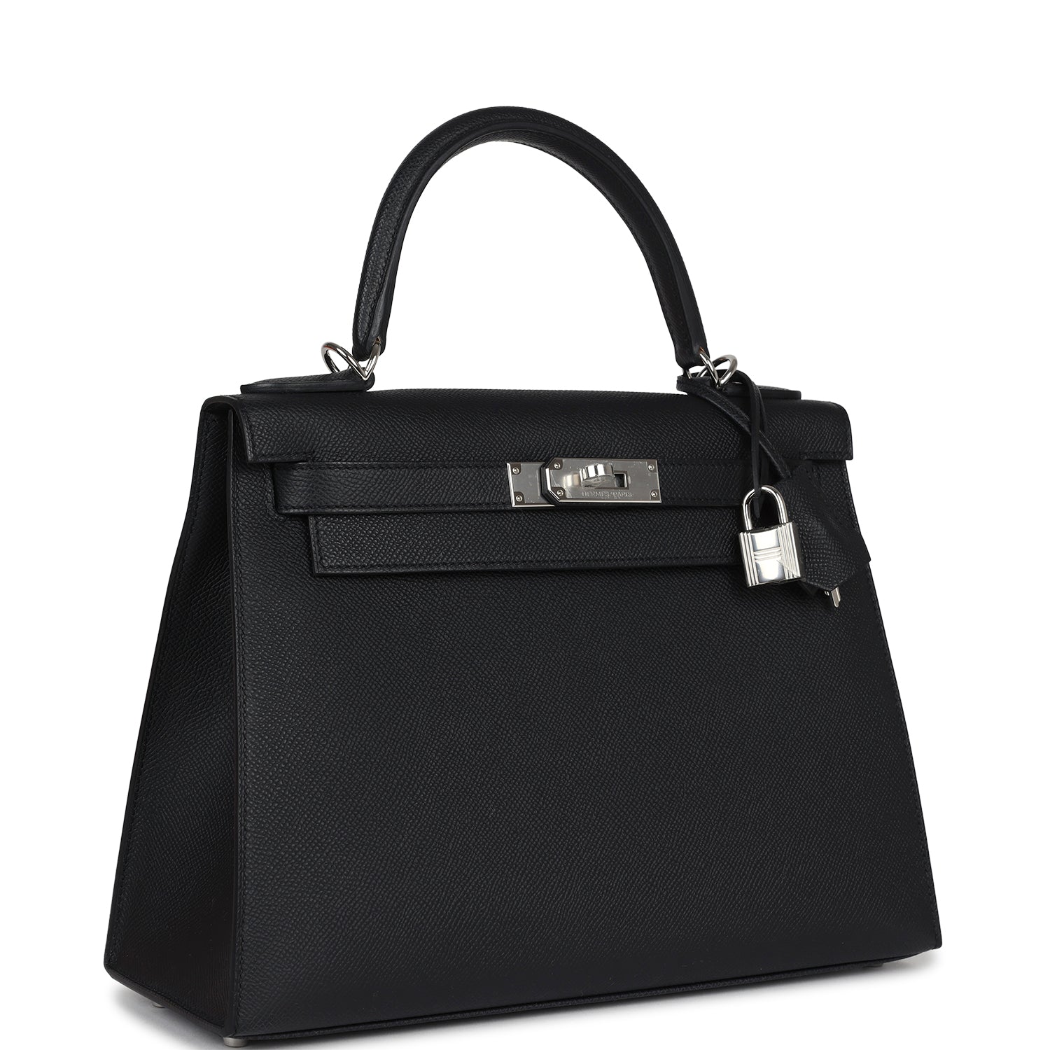 Hermès Kelly Sellier 28 Black Epsom Palladium Hardware