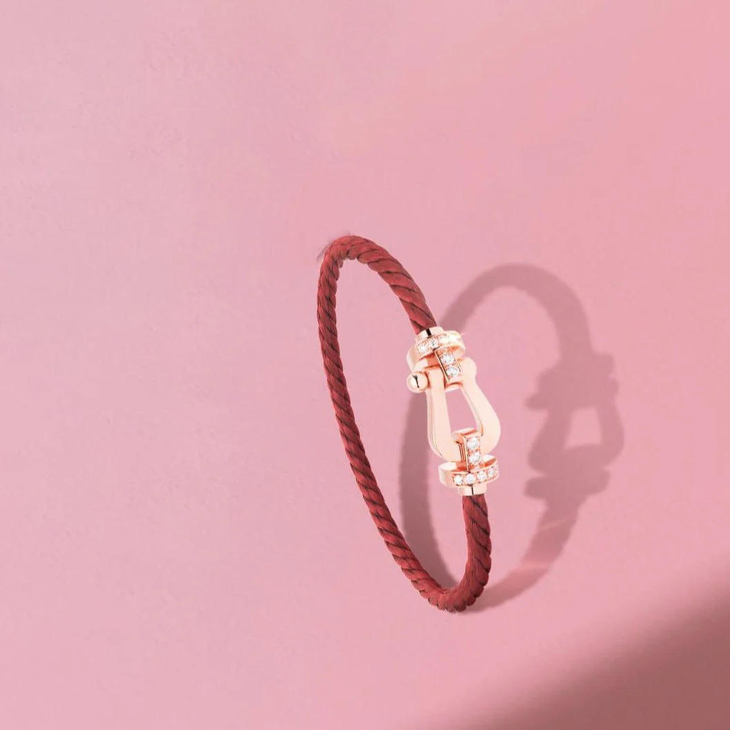 Regalia jewelryFORCE 10 HALF DIAMOND PINK GOLD RED CORDERI LARGE AND MEDIUM MODEL