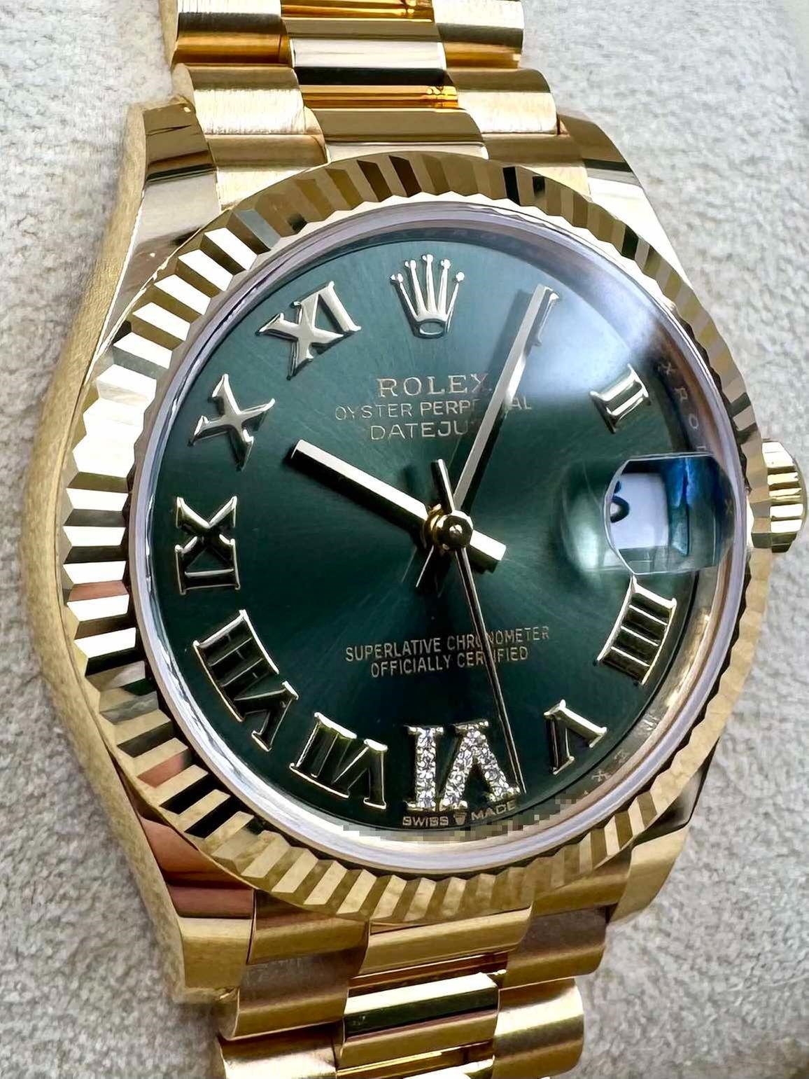 【Super Clone】ROLEX Datejust m278278-0030 Olive Green 31mm Dial President Bracelet Watch