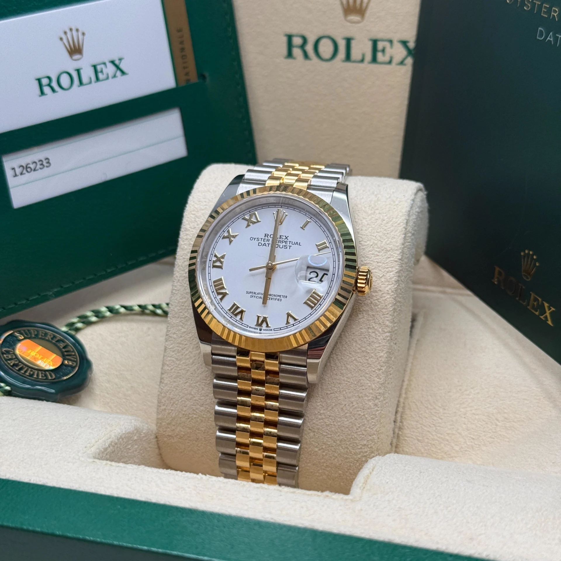 【Super Clone】ROLEX  Datejust 36mm 126233 White Dial Oyster Bracelet Watch