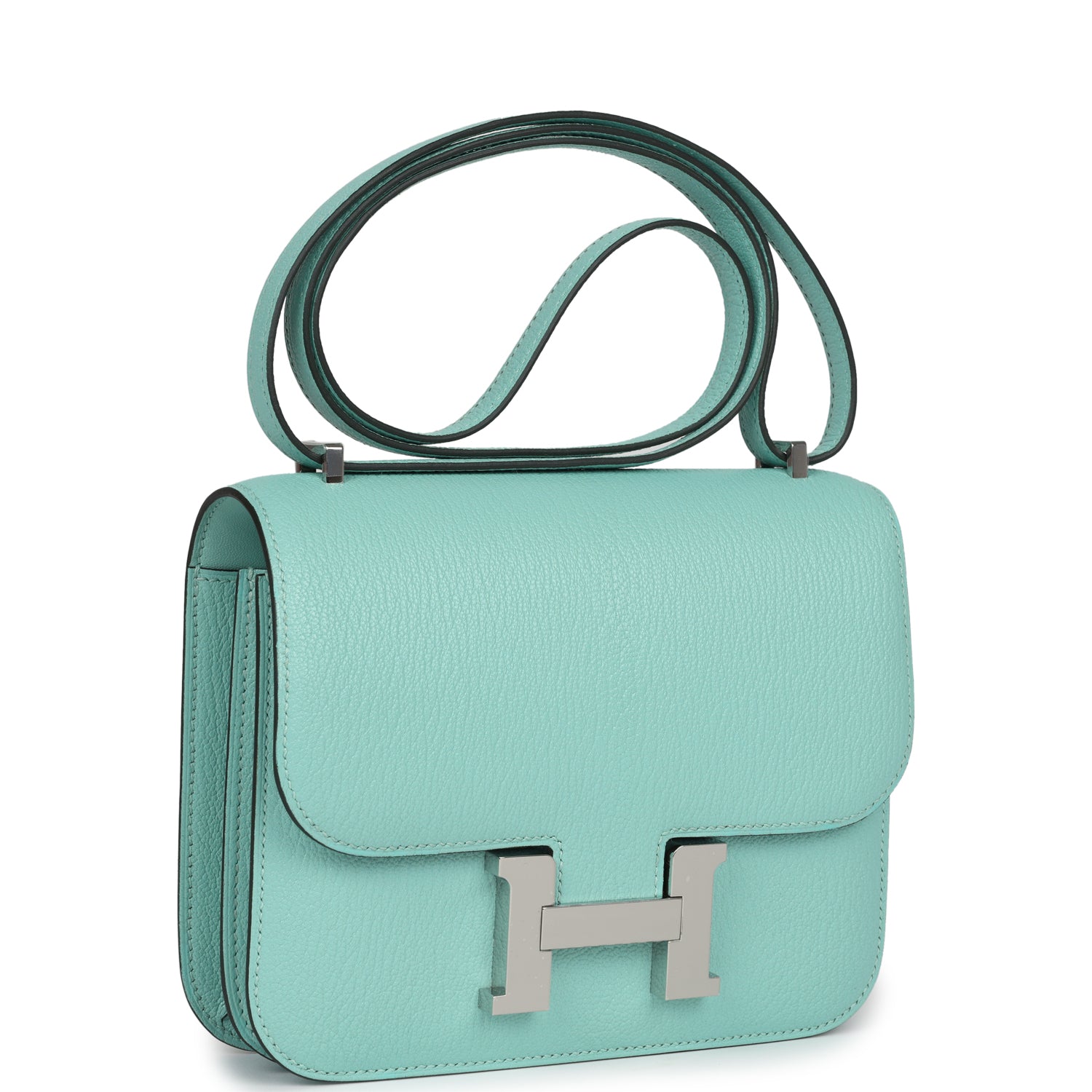 Hermès Constance 18 Aqua Chevre Palladium Hardware
