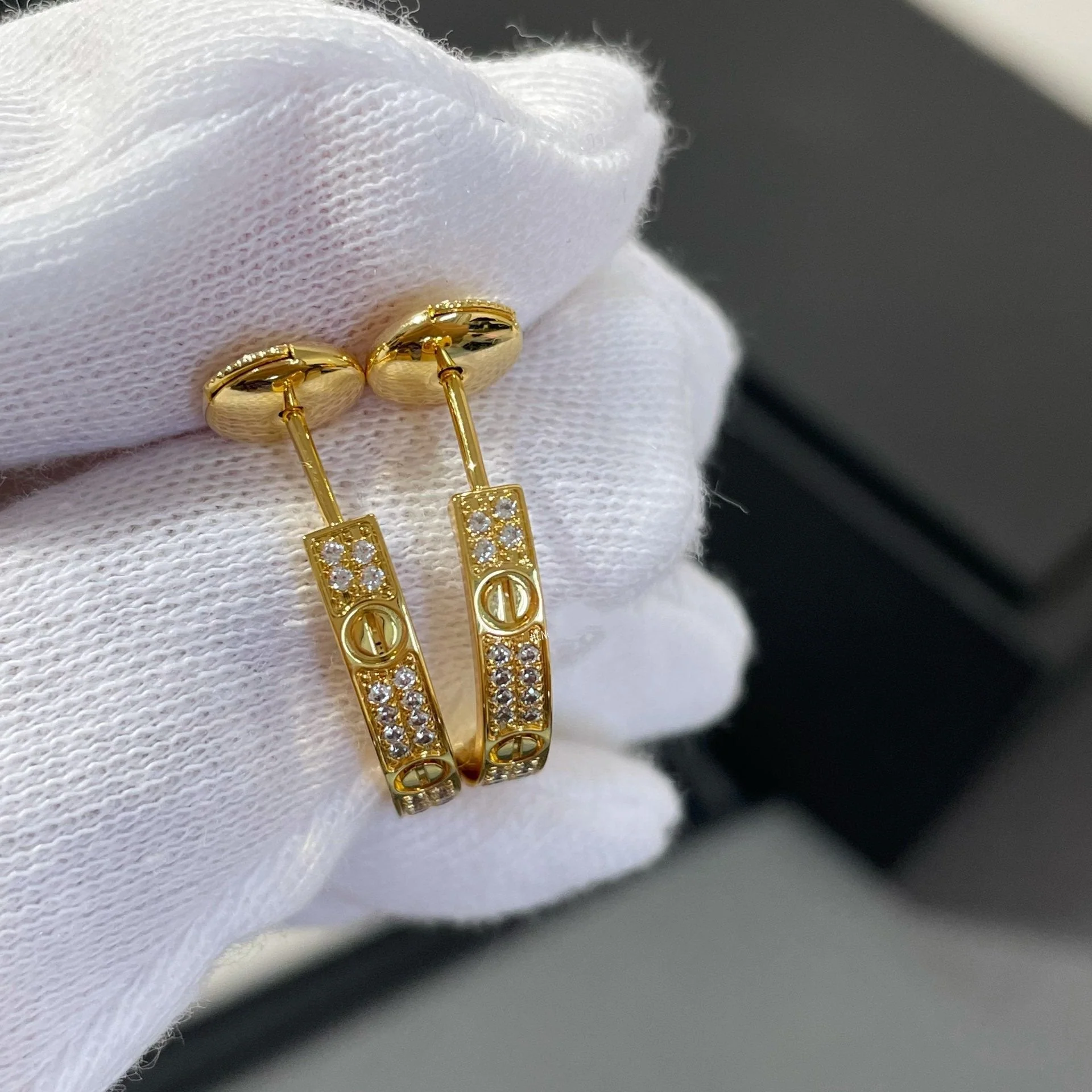 Regalia jewelryLOVE DIAMOND GOLD HOOP EARRINGS
