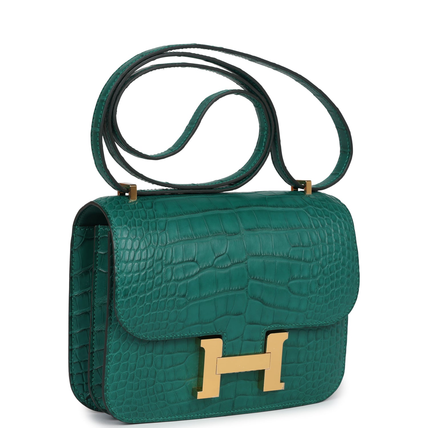 Hermès Constance 18 Malachite Matte Alligator Gold Hardware