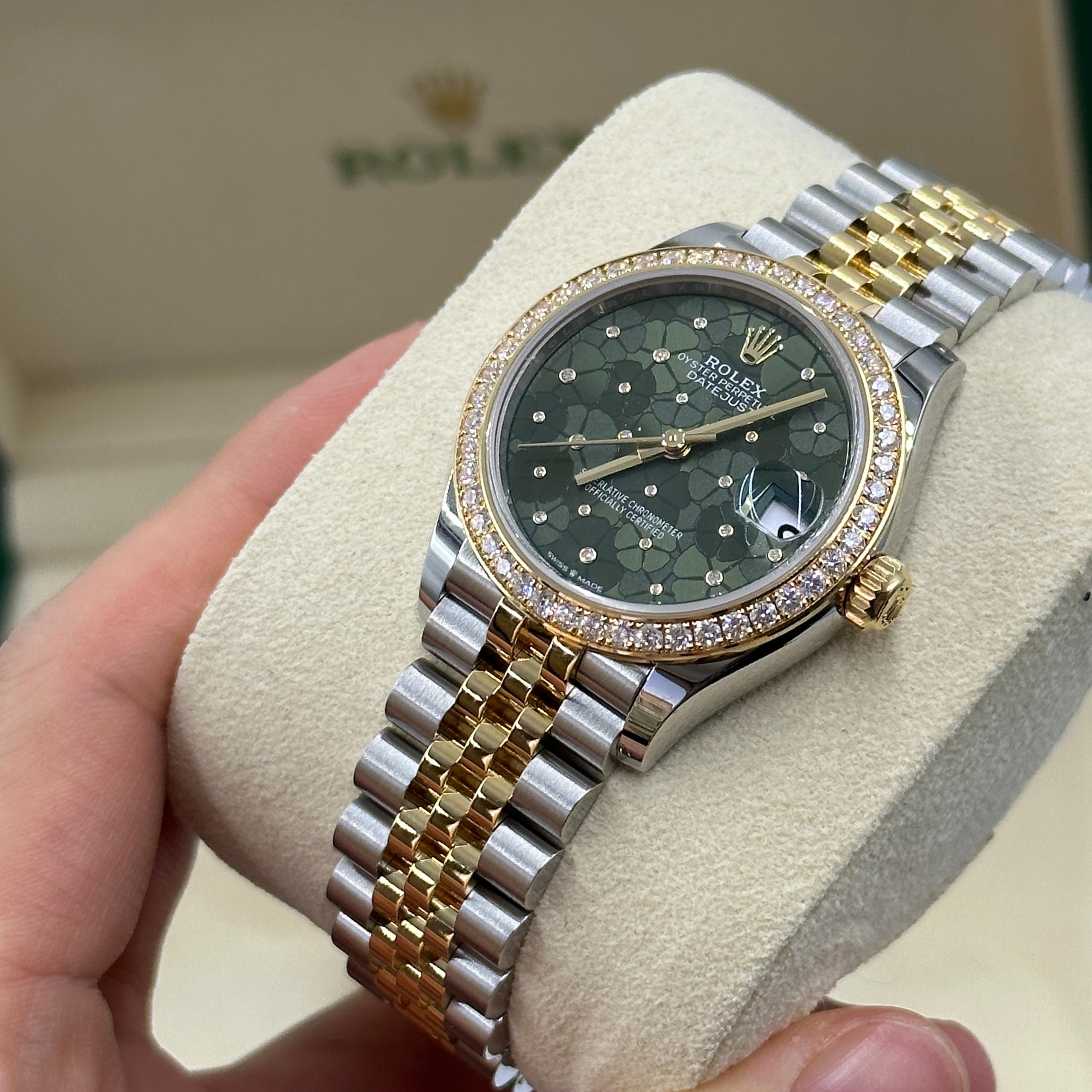 【Super Clone】ROLEX Datejust m278383-0031/0032 31mm Green Floral Dial Oyster Bracelet