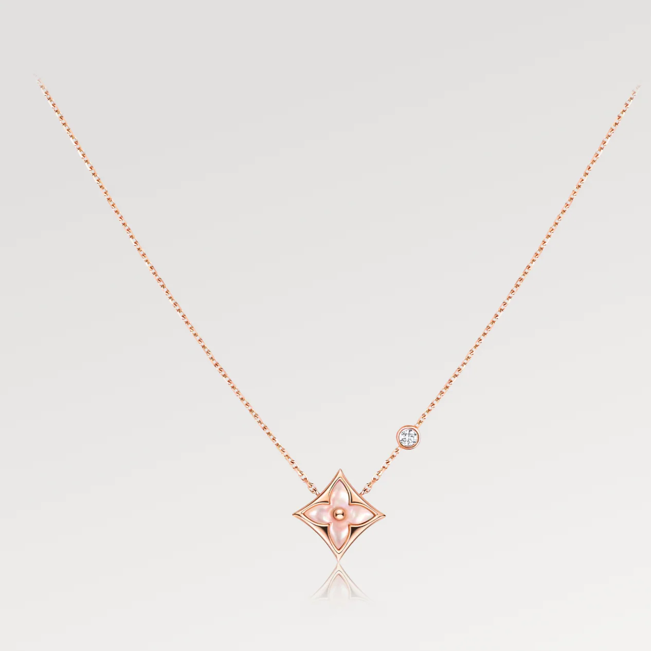 Regalia jewelrySTAR PINK MOP 1 DIAMOND PINK GOLD NECKLACE