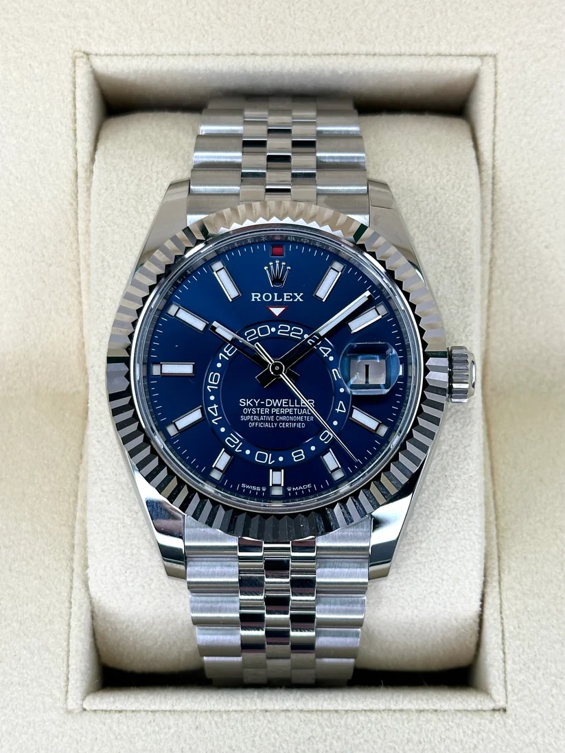 【Super Clone】ROLEX  Sky-Dweller 42mm 336934-0005/0006 Stainless Steel Blue Dial Jubilee