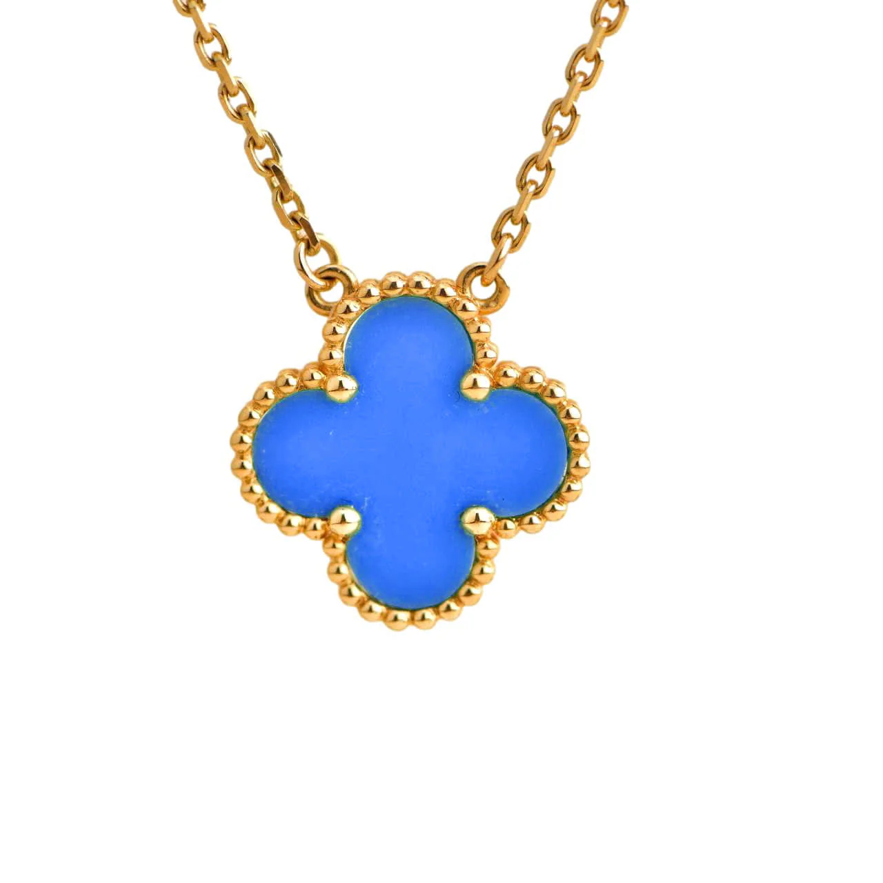 Regalia jewelryCLOVER 15MM BLUE AGATE NECKLACE