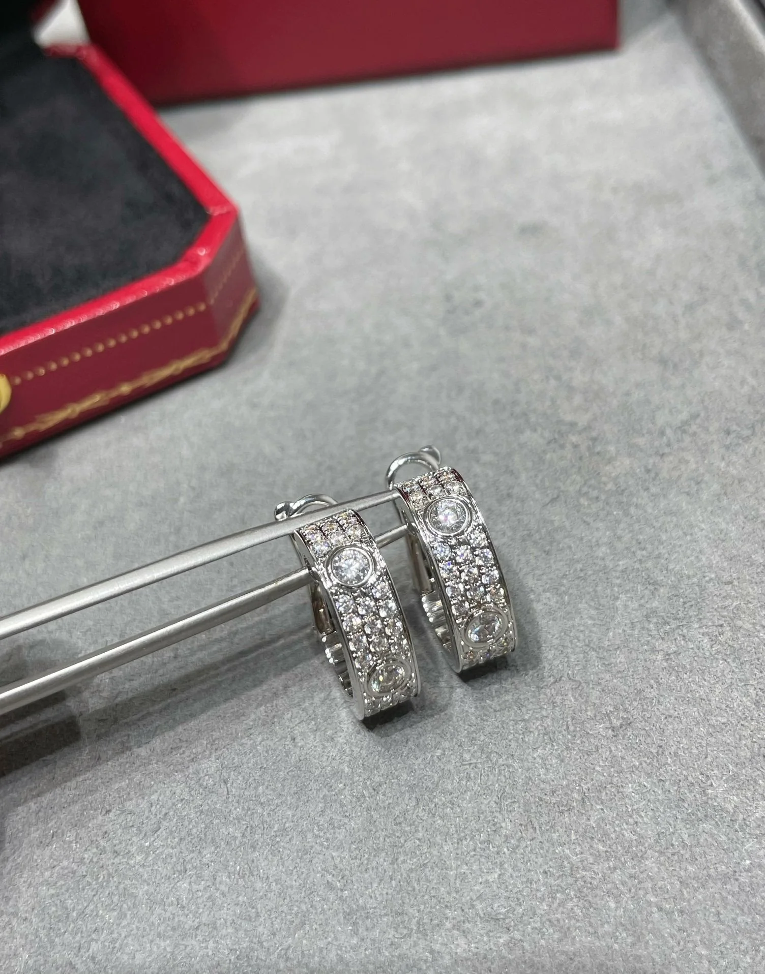 Regalia jewelryLOVE 5.5MM DIAMOND PAVED EARRINGS