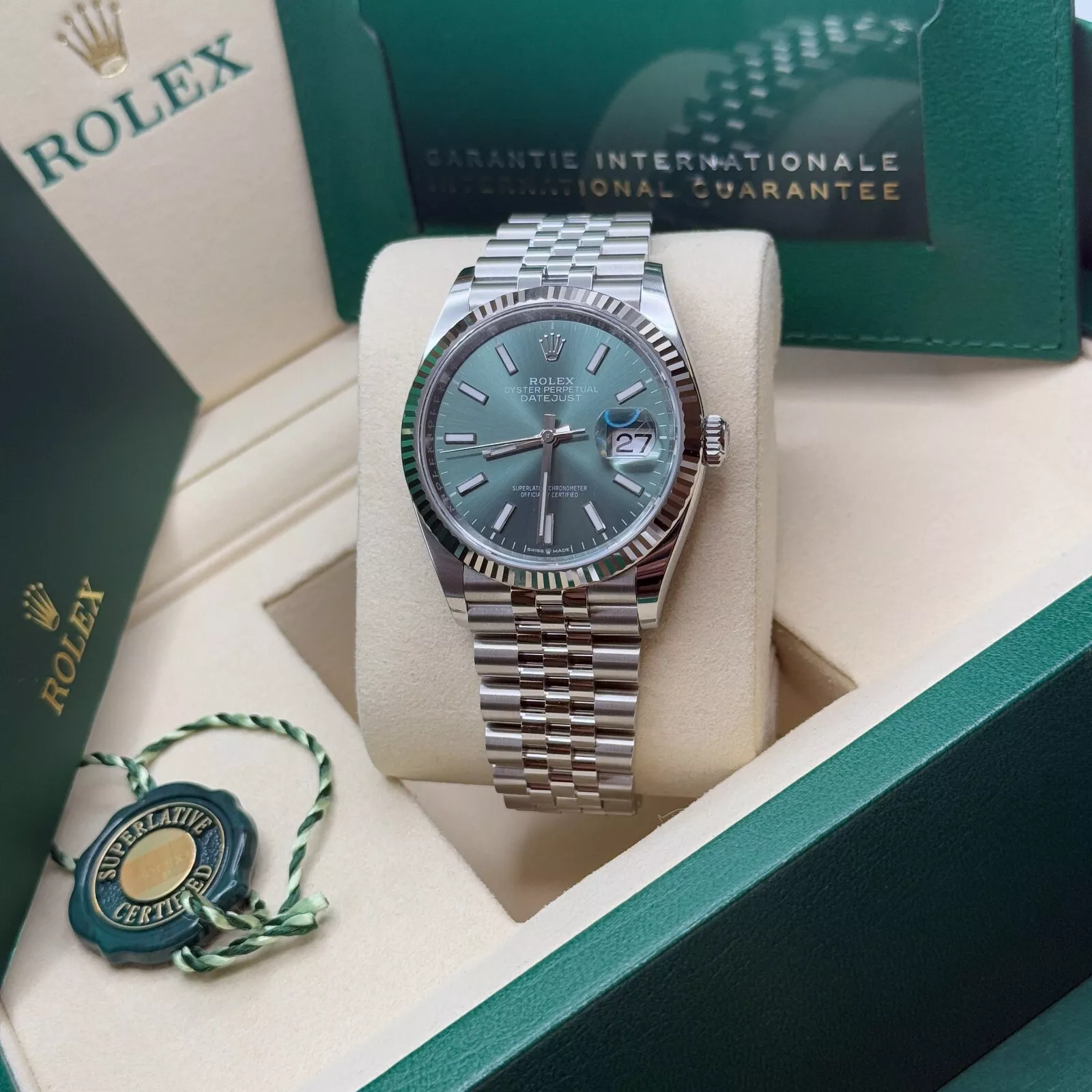 【Super Clone】ROLEX Datejust 41mm Mint Green Dial Jubilee Bracelet Watch - 126334