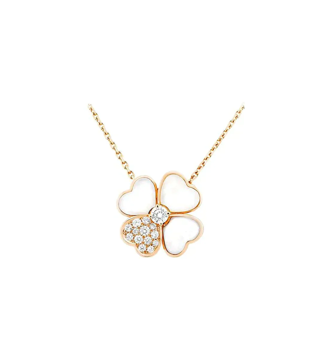 Regalia jewelryCLOVER MOP DIAMOND ROSE GOLD NECKLACE