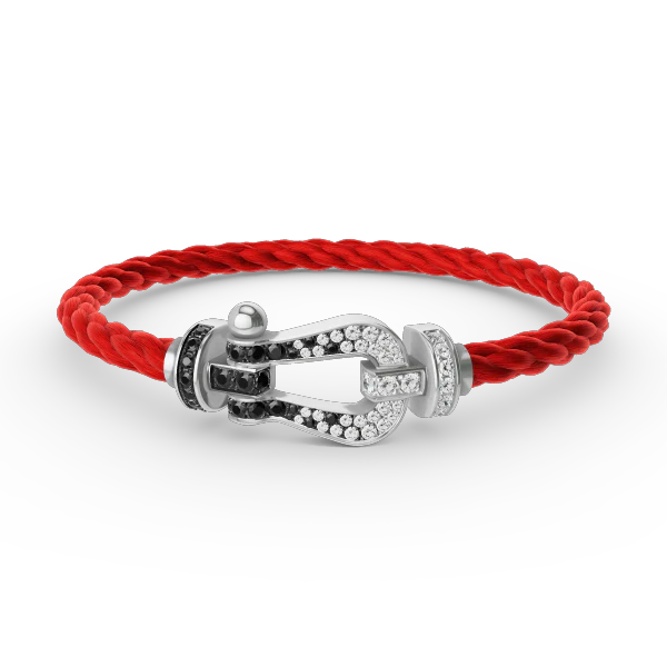 Regalia jewelryFORCE LARGE HORSESHOE BLACK WHITE DIAMOND BRACELET SILVER