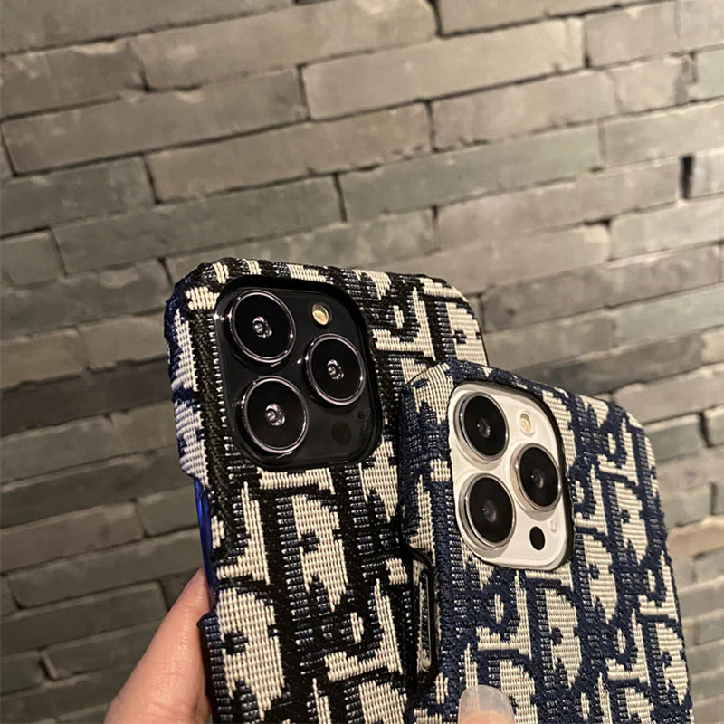 Luxury CD iPhone Case Classic Fabric Gray