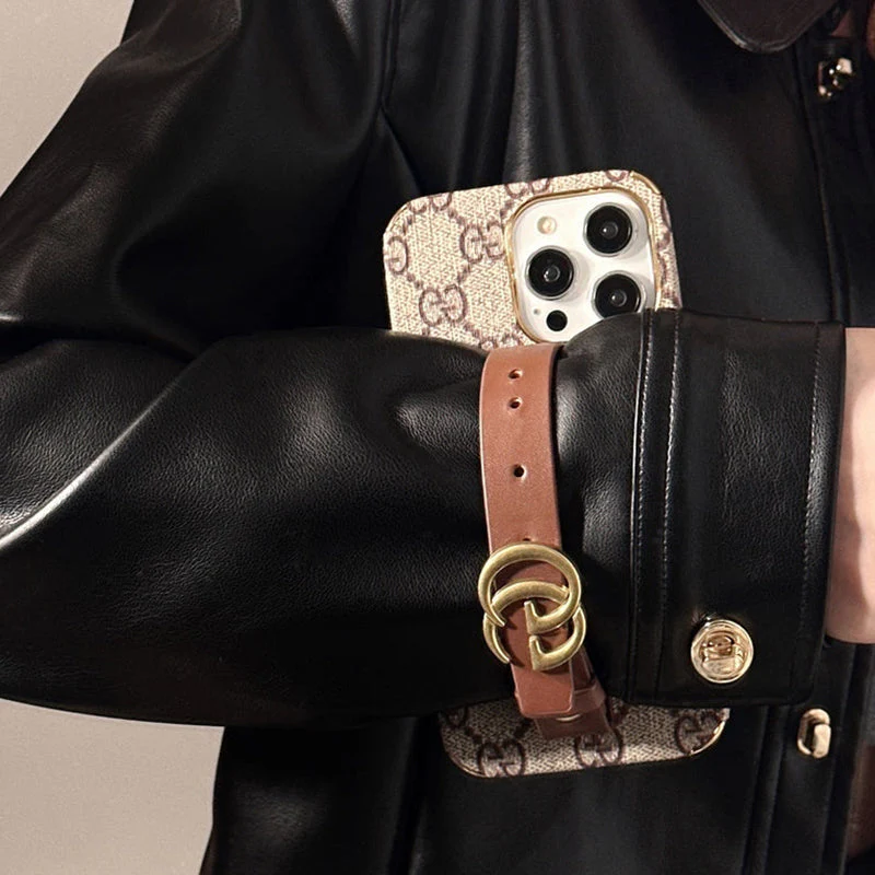 GG iPhone Case With Holder Brown