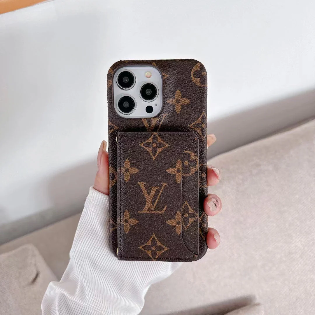 LV Monogram iPhone Case Luxury Edition with Card Holder