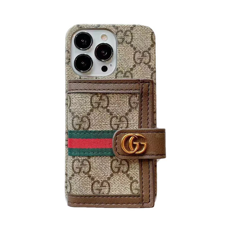 GG iPhone Case With Wallet Brown