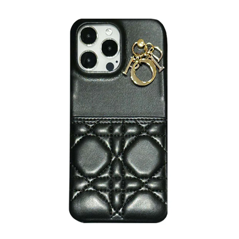 Classic CD Gray Leather iPhone Case With Card Holder