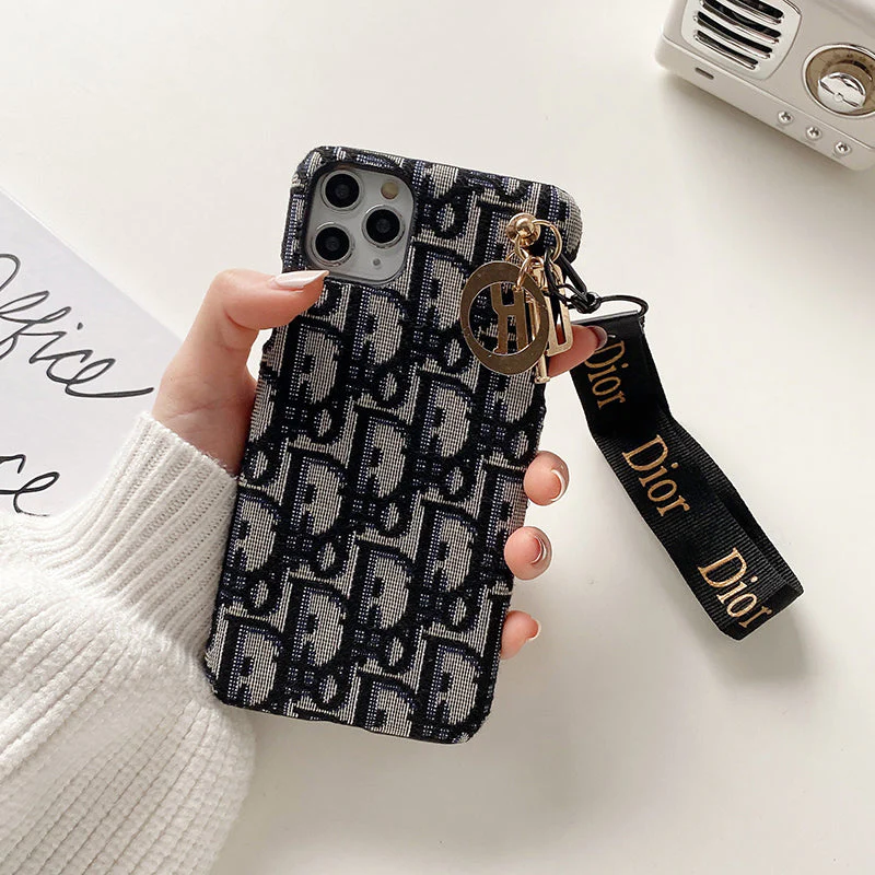 Luxury CD Black iPhone Case With Strap
