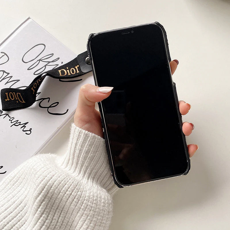 Luxury CD Black iPhone Case With Strap