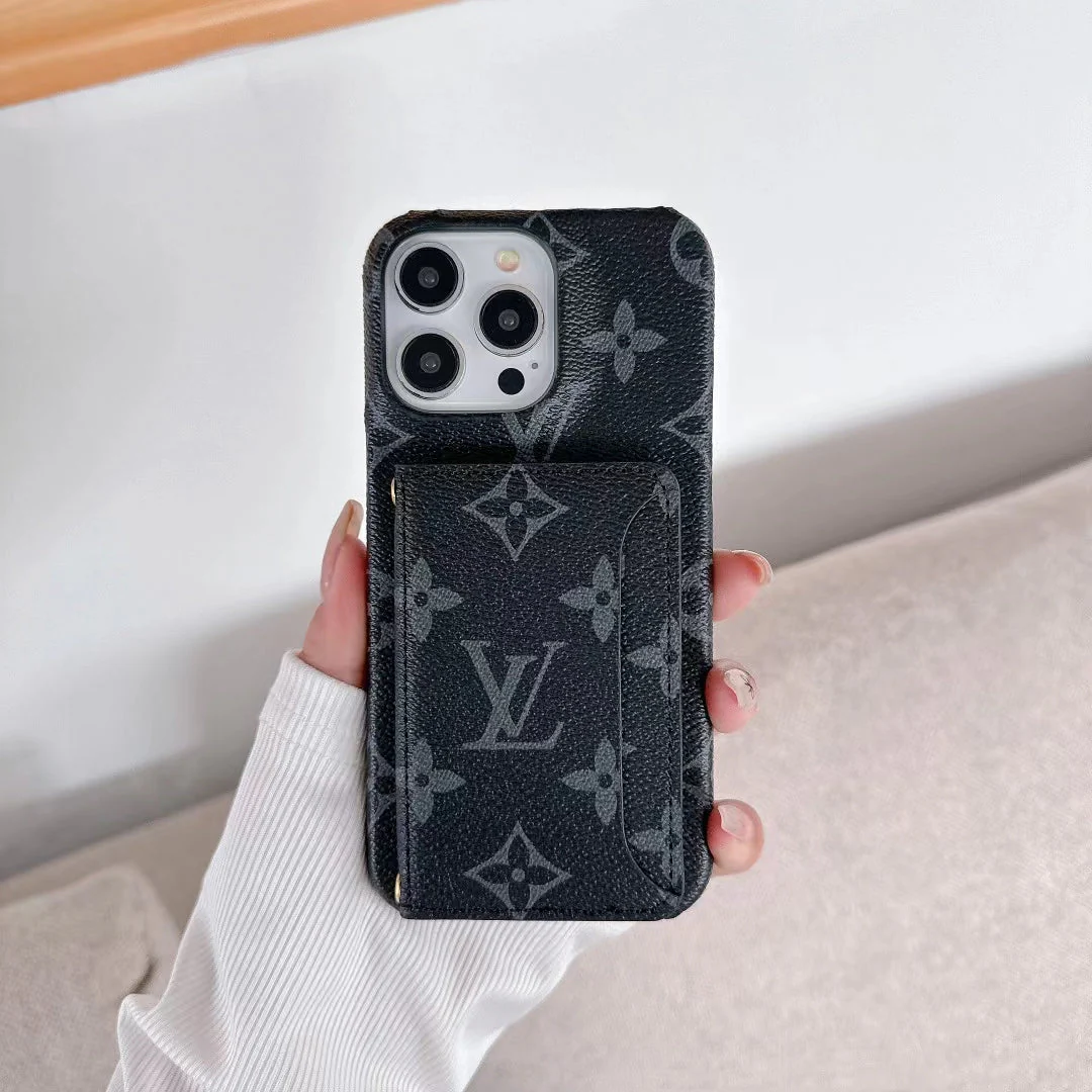 LV Monogram iPhone Case Luxury Edition with Card Holder