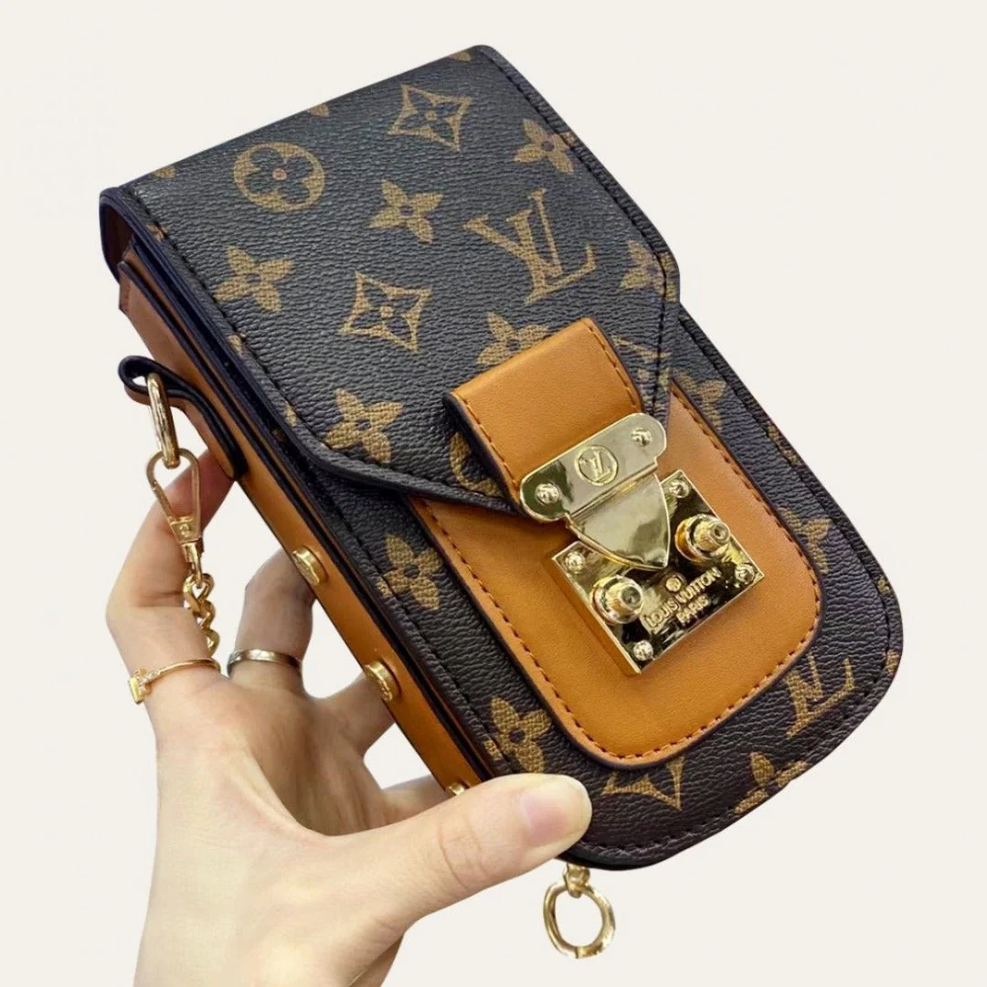 Chic Monogrammed LV Phone Pouch & Metal Chain