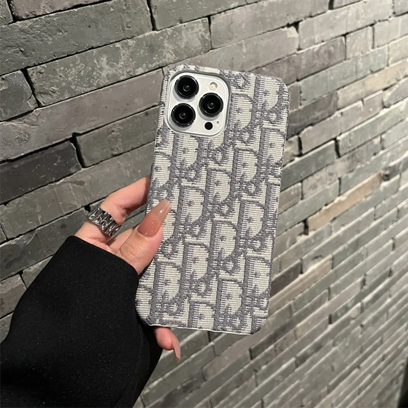 Luxury CD iPhone Case Classic Fabric Gray