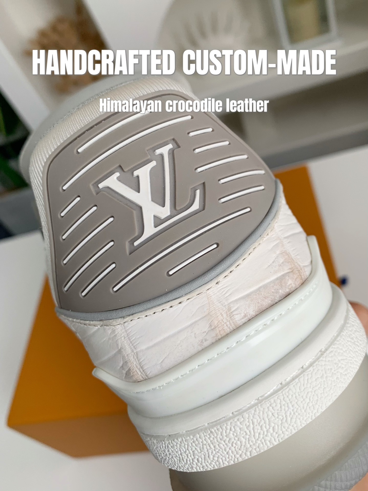 「#3165」【Handmade Custom】Louis Vuitton Himalayan Crocodile Leather Trainer Sneakers