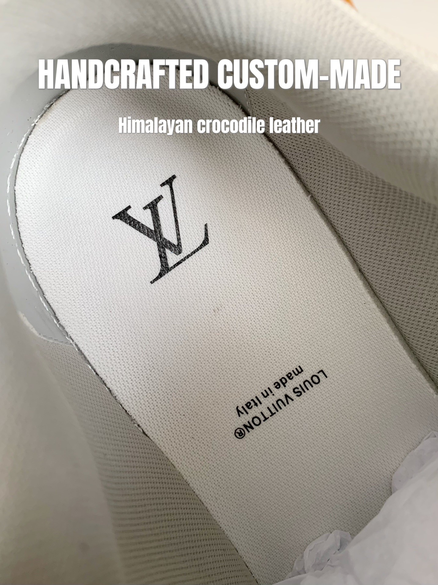 「#3165」【Handmade Custom】Louis Vuitton Himalayan Crocodile Leather Trainer Sneakers