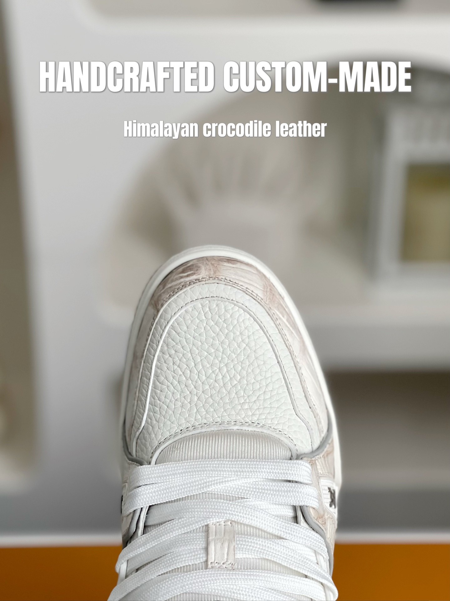 「#3165」【Handmade Custom】Louis Vuitton Himalayan Crocodile Leather Trainer Sneakers