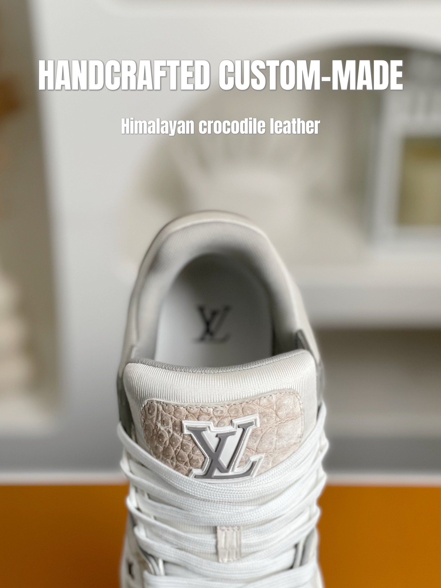 「#3165」【Handmade Custom】Louis Vuitton Himalayan Crocodile Leather Trainer Sneakers